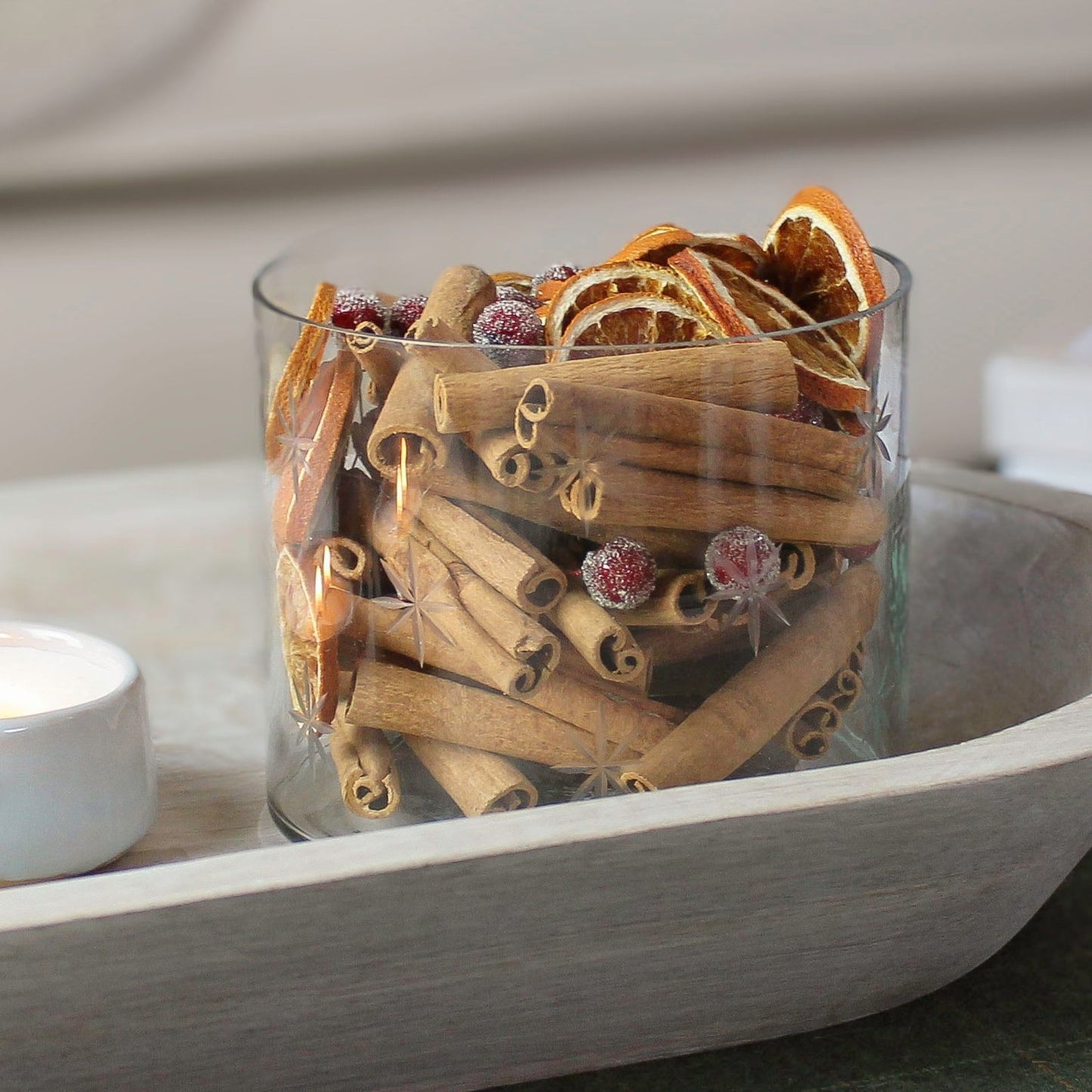 Wide Glass Vase - Etched Stars