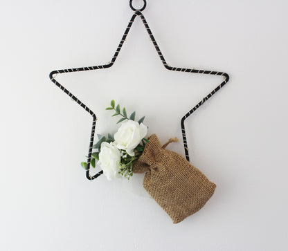 Pre-Lit Star with Hand- Tied Eucalyptus Bunches