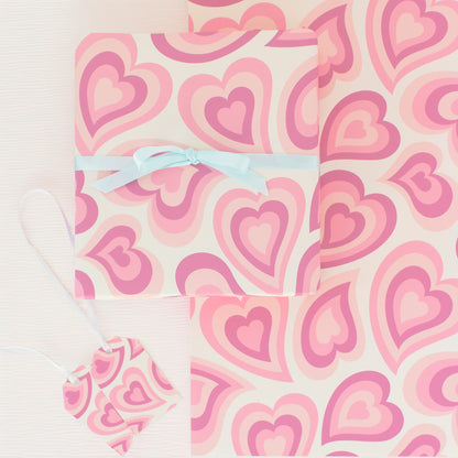 Funky Hearts Valentine's Gift Wrapping Paper, Luxurious, Eco-Friendly, and Full of Love