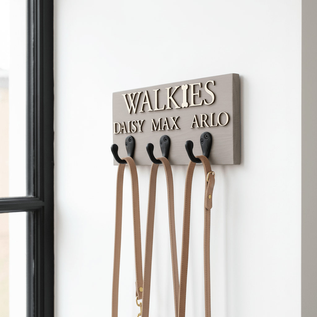 Personalised Dog Lead Hook | Solid Wood | Curated Painted Collection - Mac and Lilly