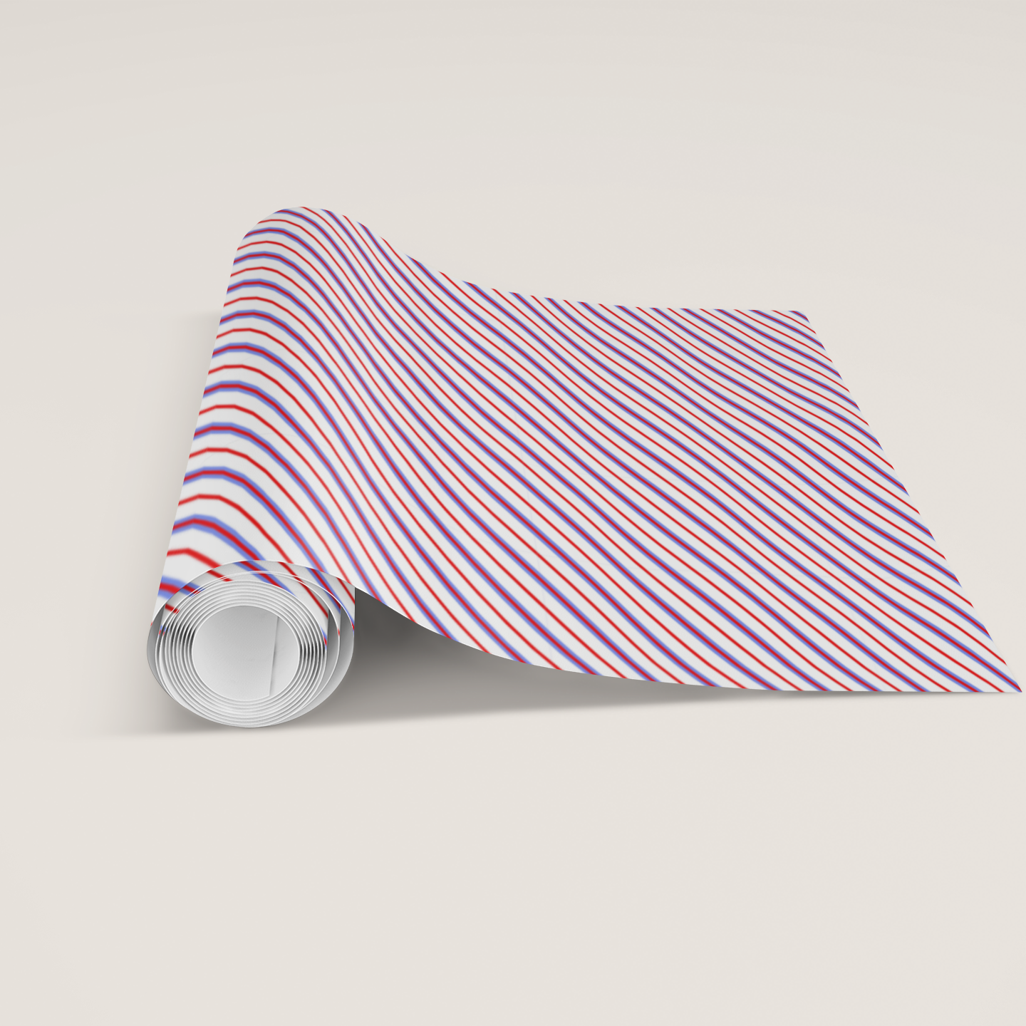 Roll of striped blue red and white wrapping paper, smart and luxuriously thick