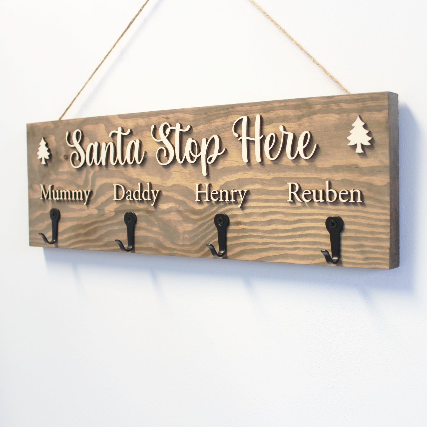 Personalised 'Santa Stop Here' Christmas Stocking Hanger'