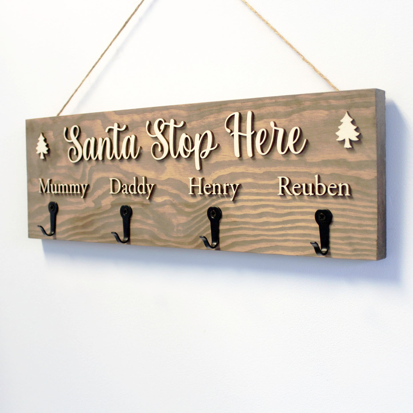 Personalised 'Santa Stop Here' Christmas Stocking Hanger'