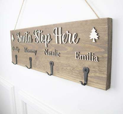 Personalised 'Santa Stop Here' Christmas Stocking Hanger'