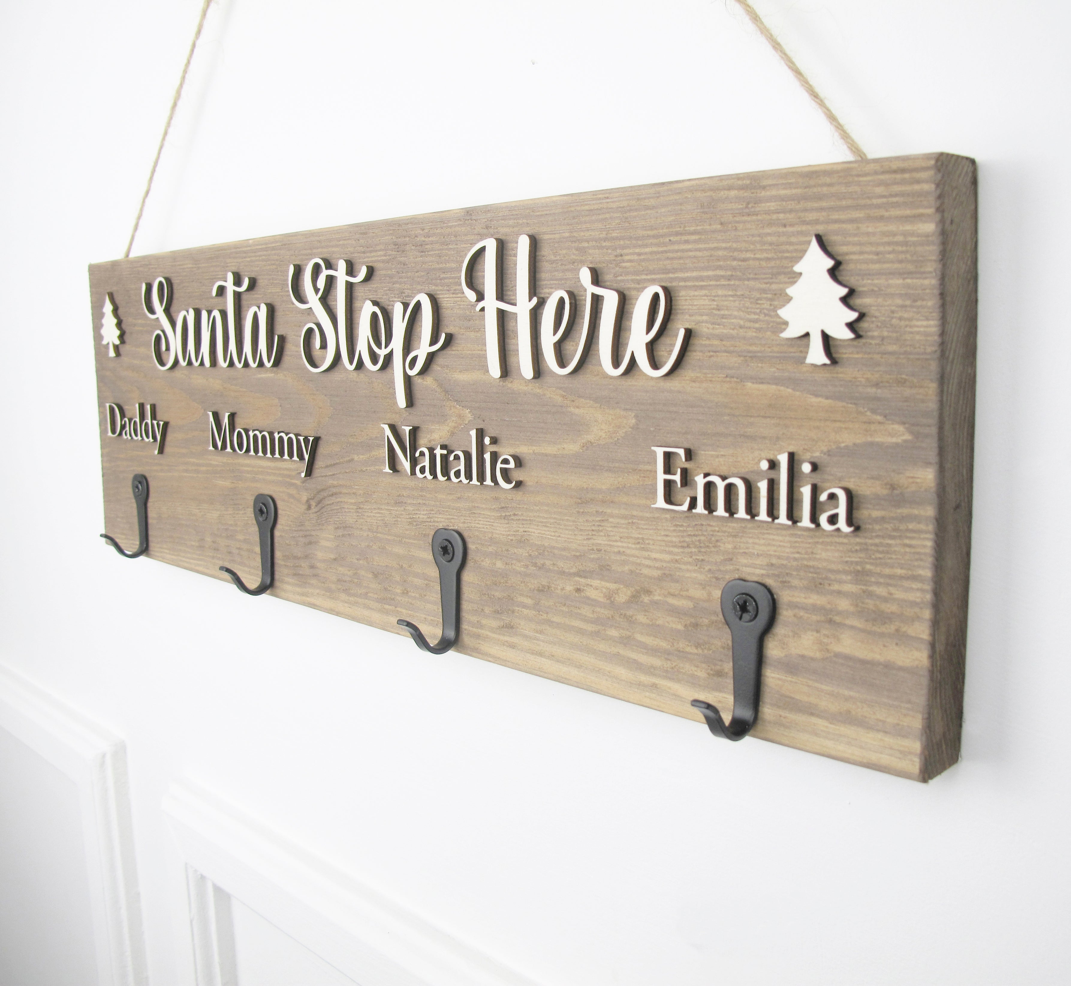 Personalised 'Santa Stop Here' Stocking Hanger