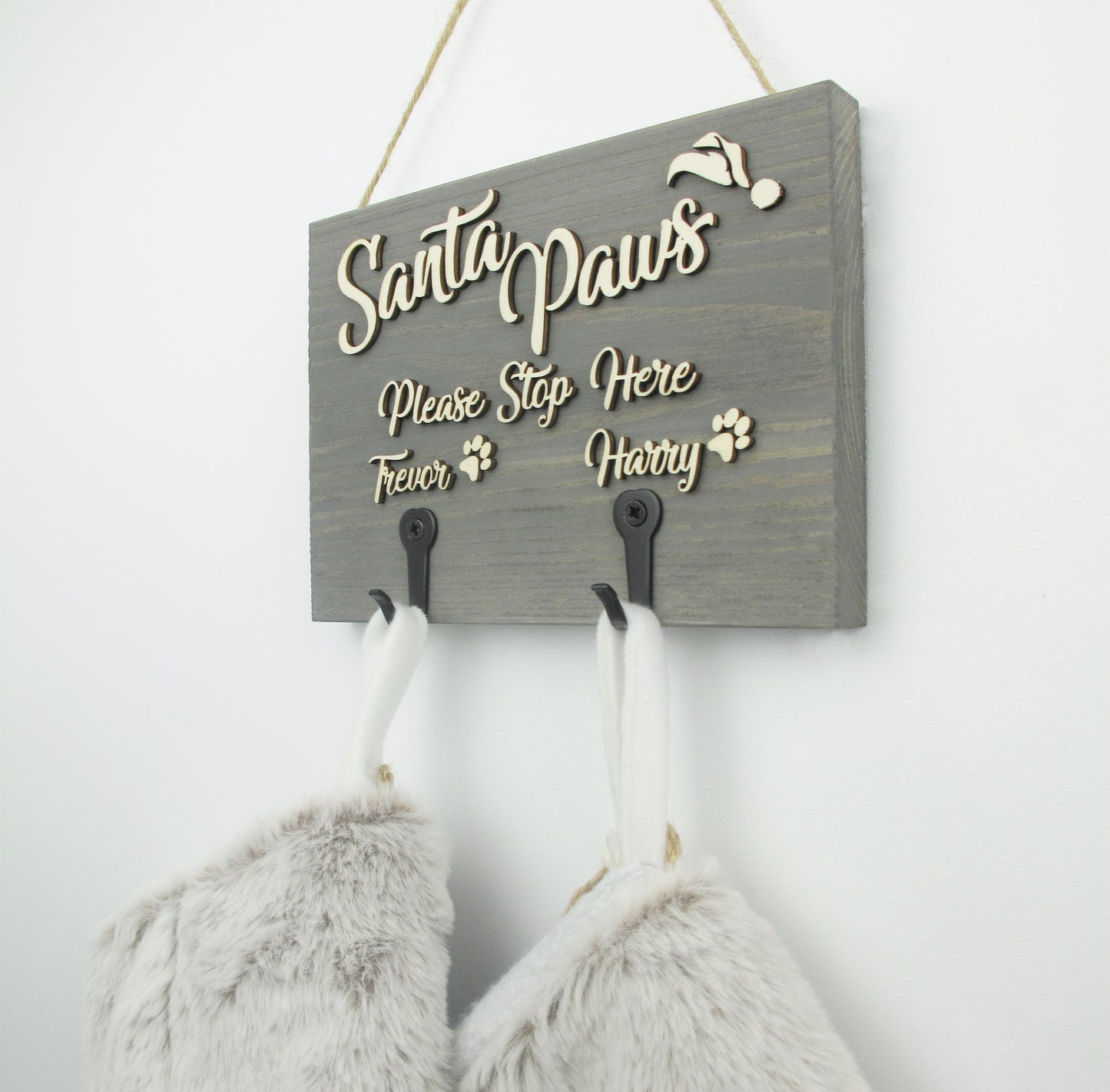 Pets Christmas Stocking Hanger -'Santa Paws Please Stop Here'