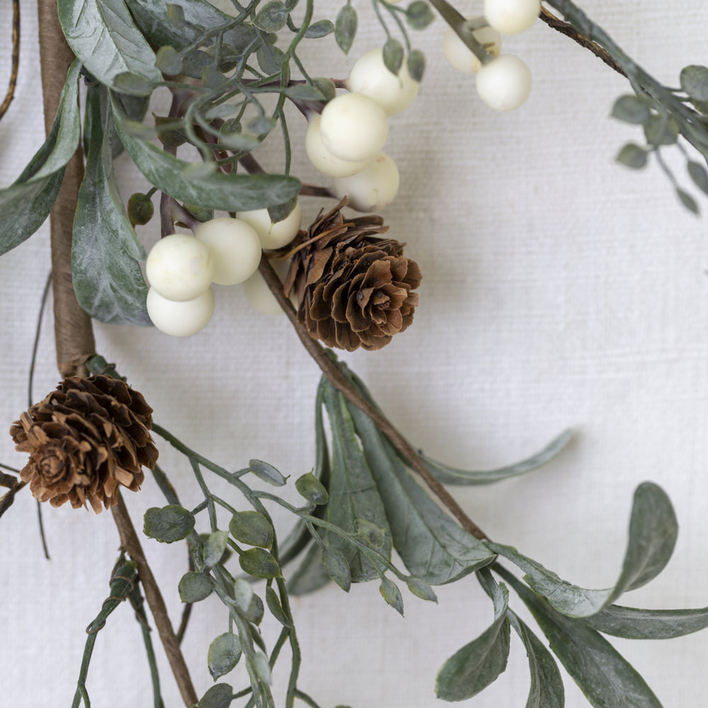 White Berry Spray with Frosted Leaves