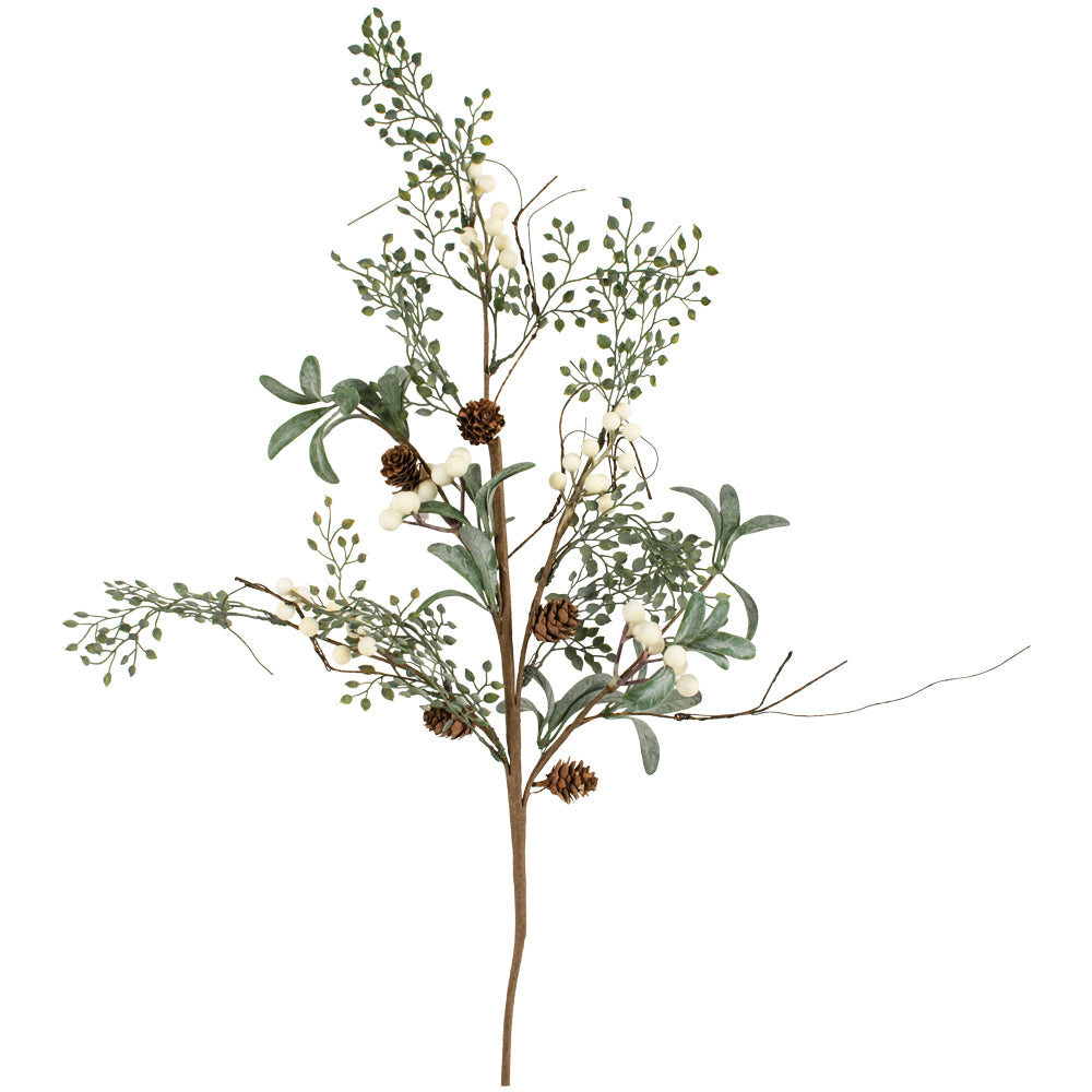 White Berry Spray with Frosted Leaves