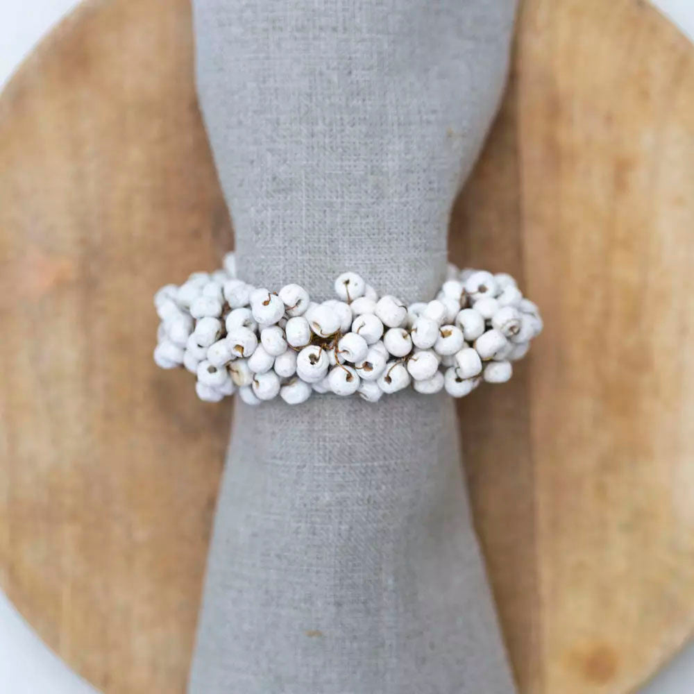 White Wooden Berry Napkin Ring