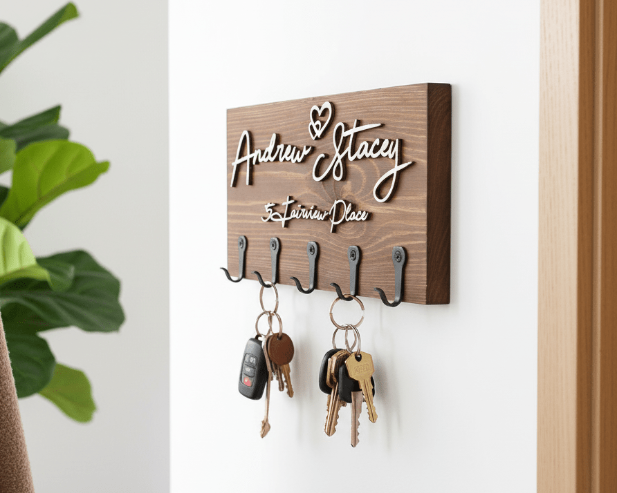 Personalised Wall - Mounted Key Holder - Mac and Lilly