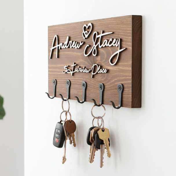 Personalised Wall - Mounted Key Holder - Mac and Lilly