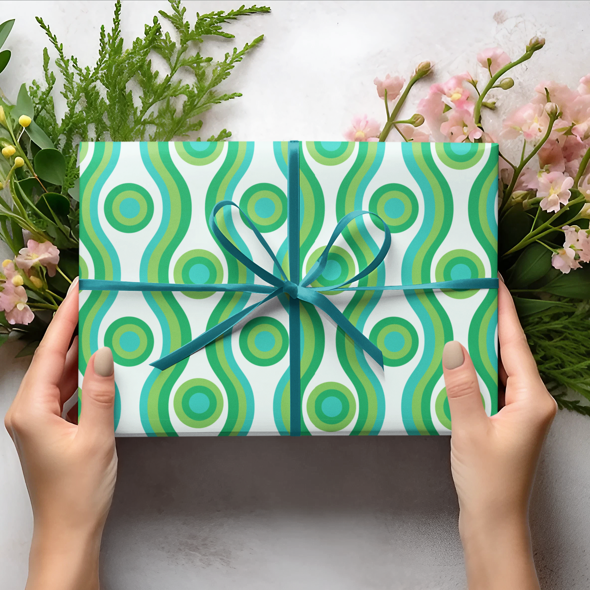 Vibrant Swirls and Circles Gift Wrap Set