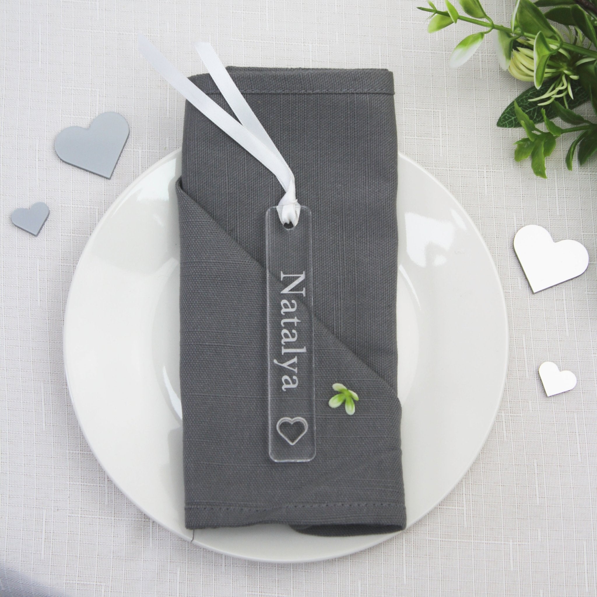 Engraved Clear Acrylic Name Tags – Slender Rectangle – 10cm x 1.5cm - Mac and Lilly