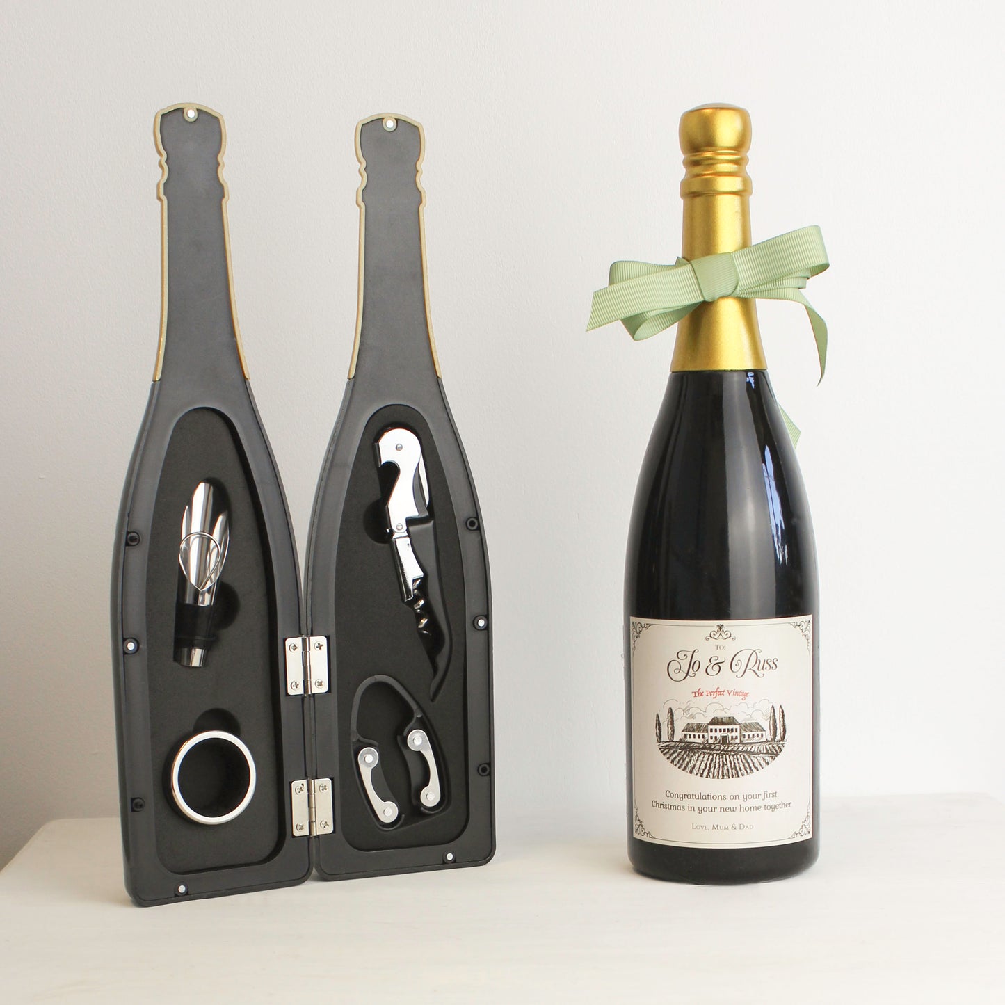 Personalised Champagne Bottle Bar Set