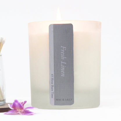 Fresh Linen Soy Wax Scented Candle  - 45 Hours Burn Time