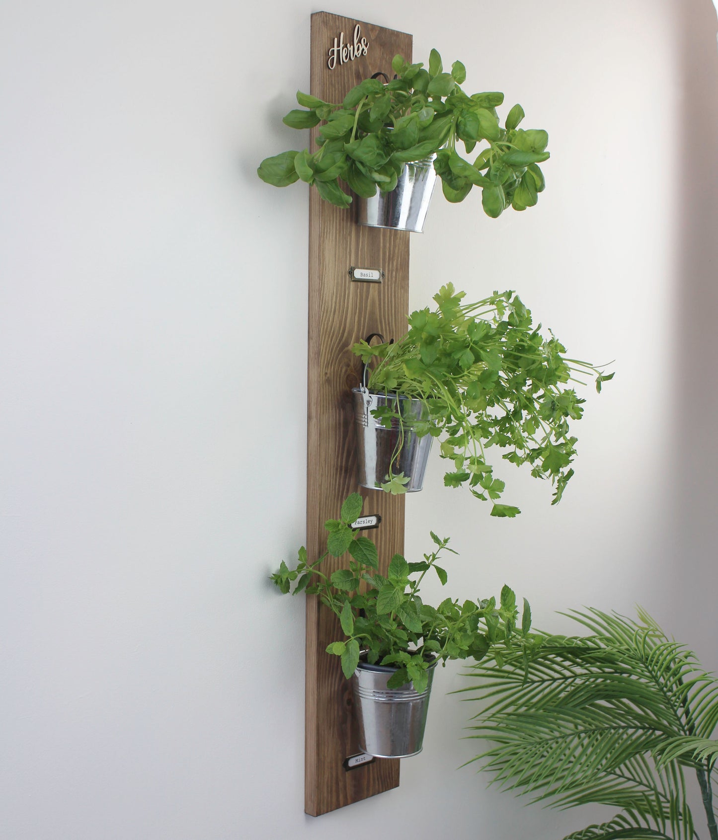 Large Wall Hanging Herb Garden with Glass or Tin Pots