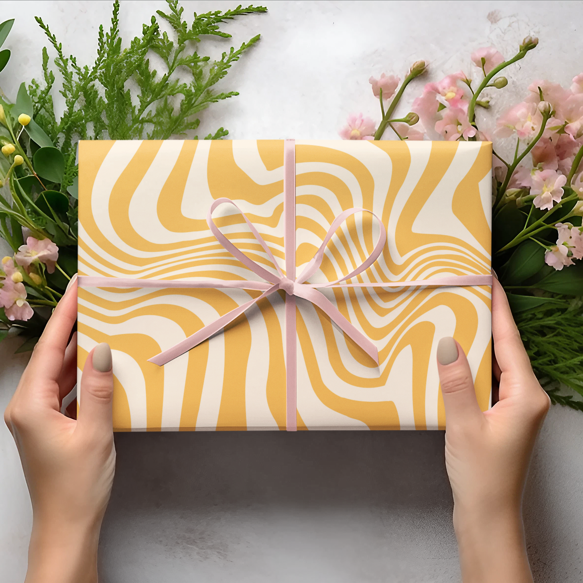 Funky Swirl Luxury Gift Wrap Set – Yellow, Pink or Green