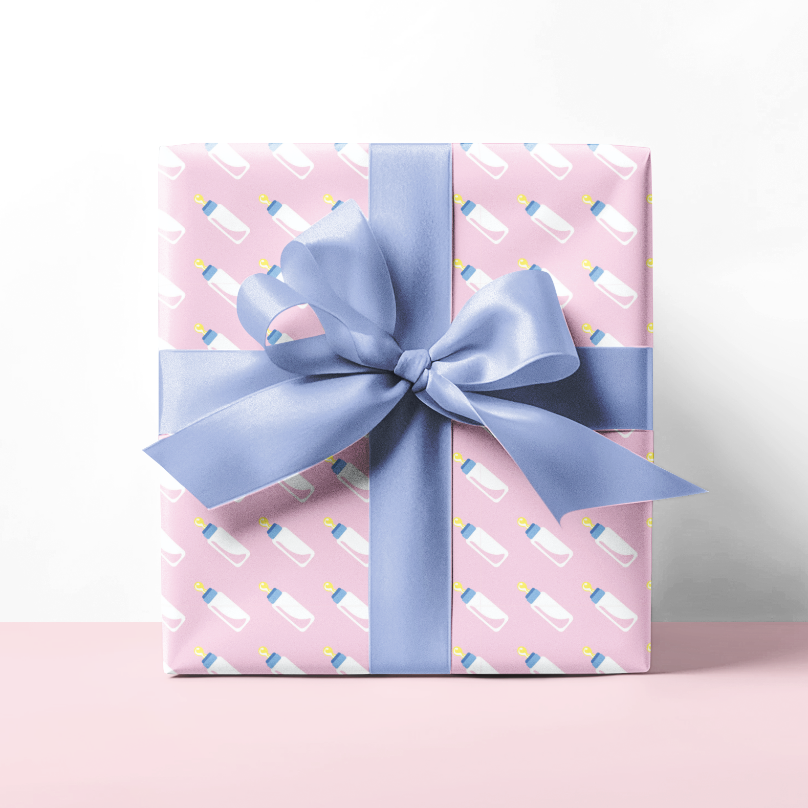 Baby Bottle Luxury Gift Wrap Set – Pink or Blue with Matching Tags