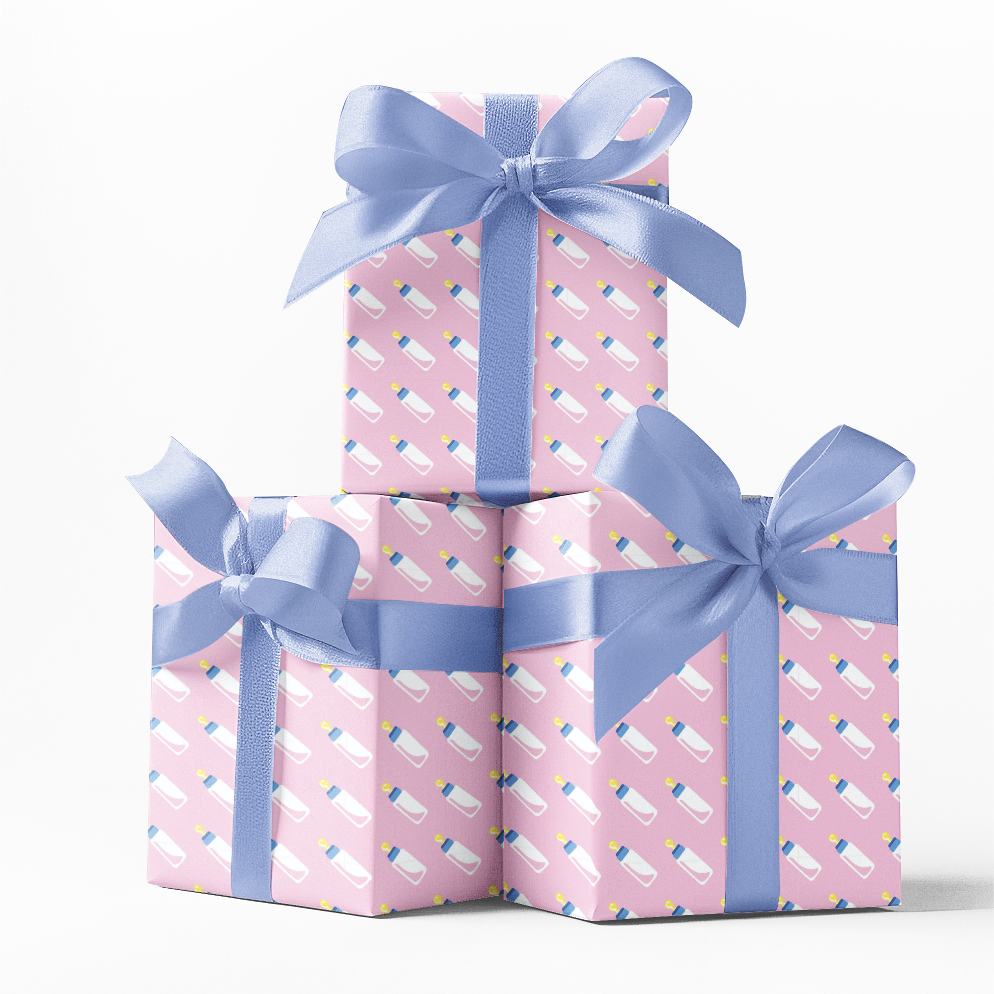pink baby bottle gift wrap design