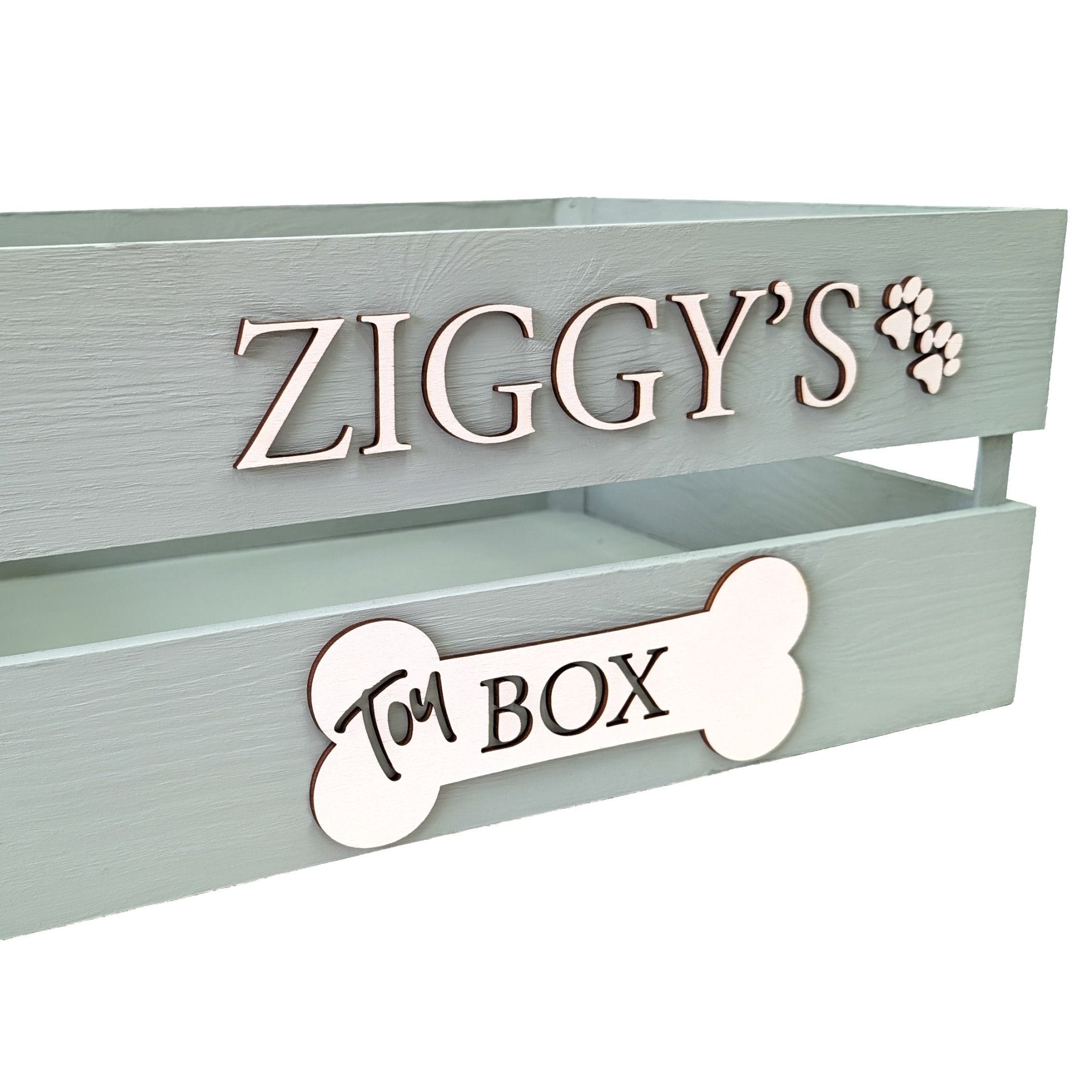 Personalised Wooden Pet Toy Box - Mac and Lilly